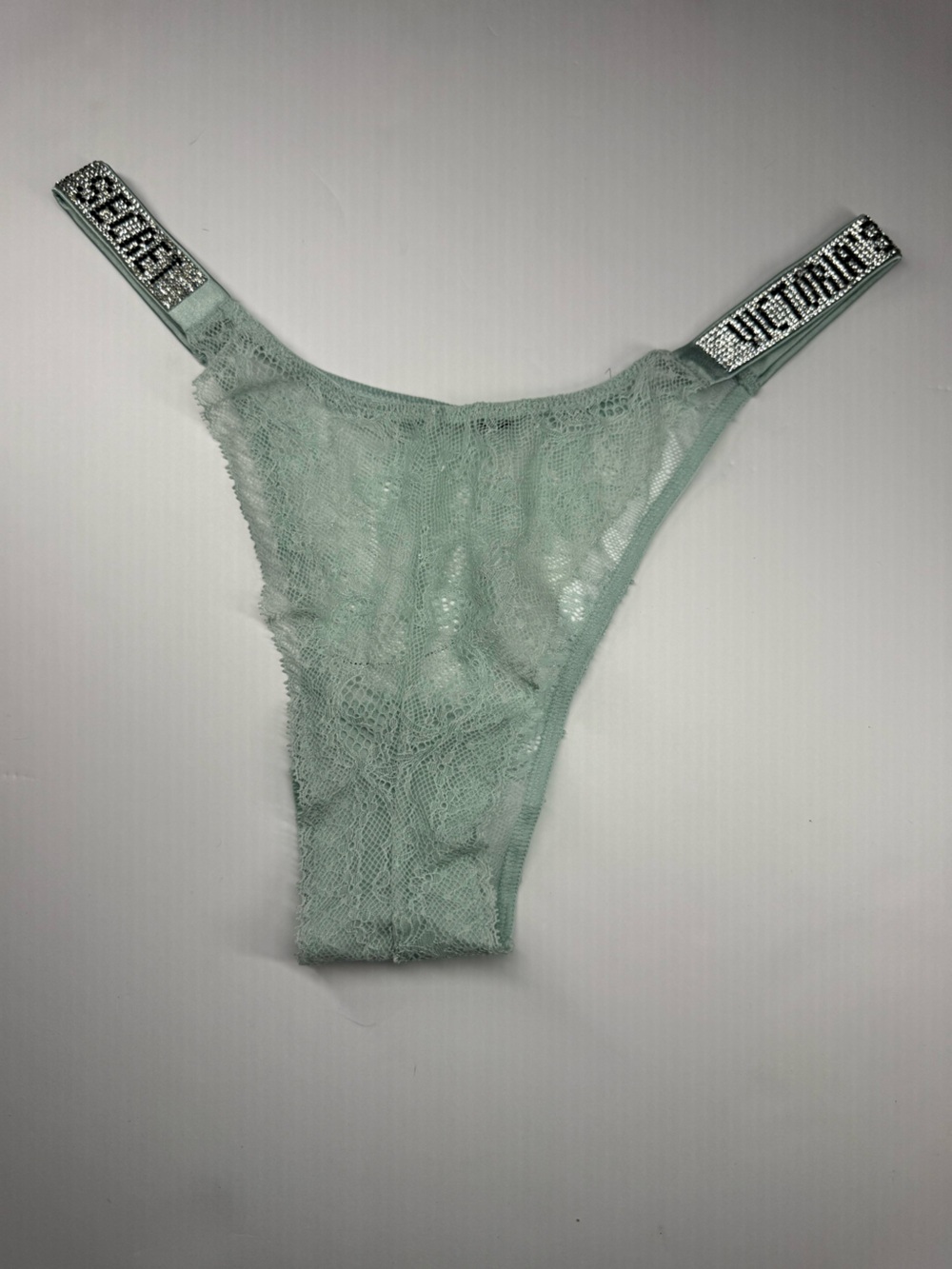 Victoria's Secret Lace Shine Strap Panty Mint Green